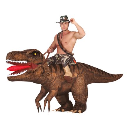 Oppustelig Ridende T Rex Kostume Partykungen