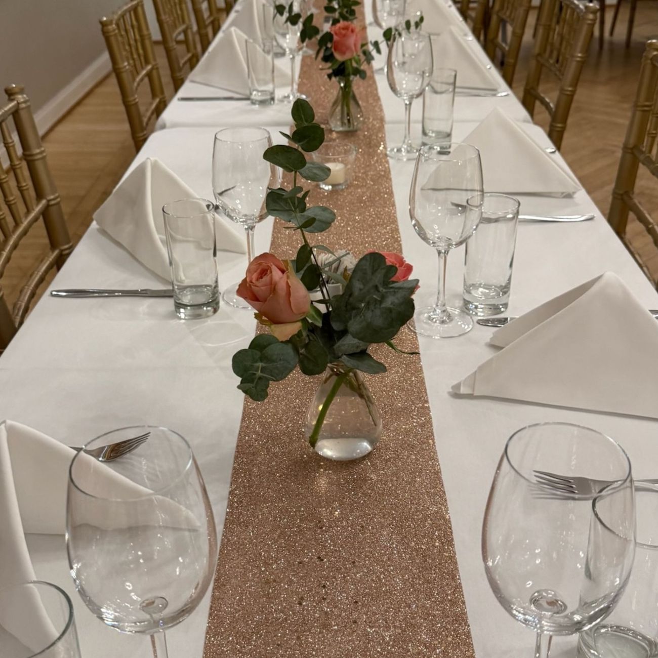 Kundbild på Bordslöpare Tjock Roséguld Glitter