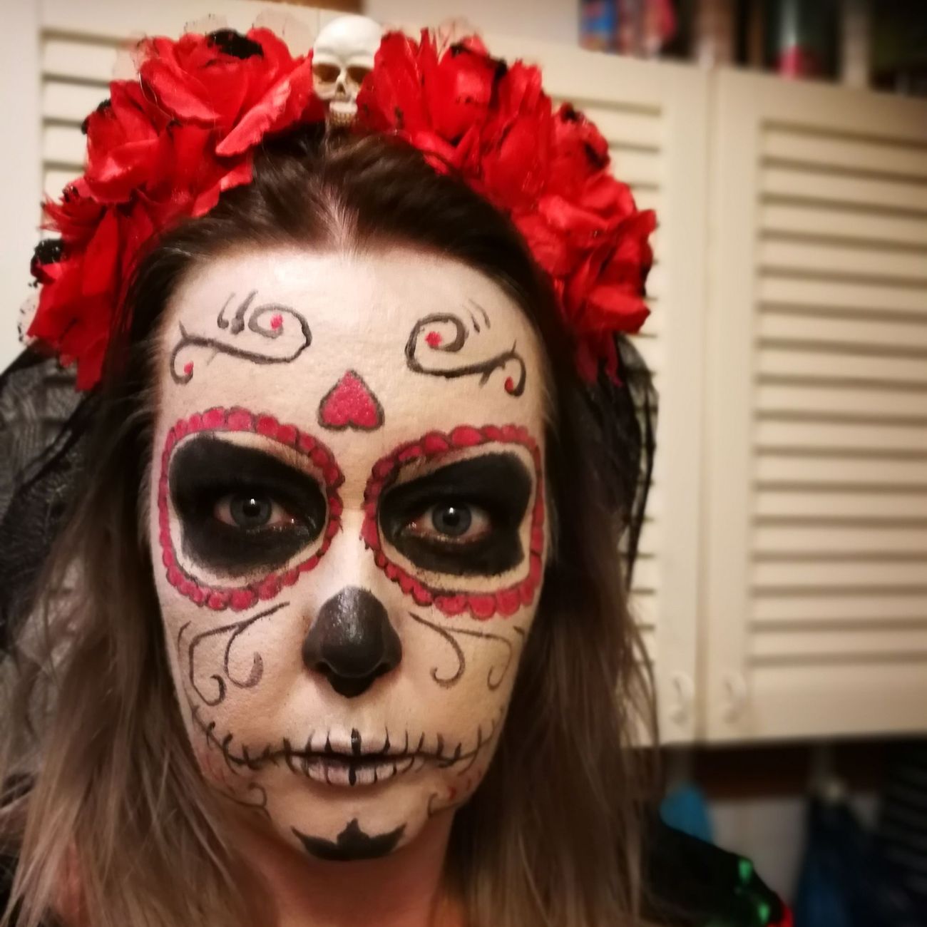 Kundebillede af Day of the Dead Pandebånd med Roser