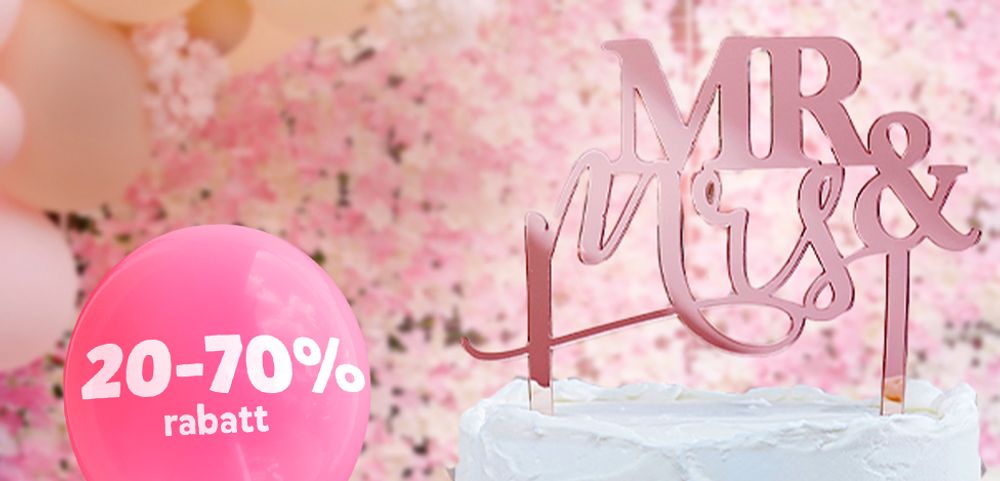 Dekorasjon til bryllupet, 20-70% rabatt