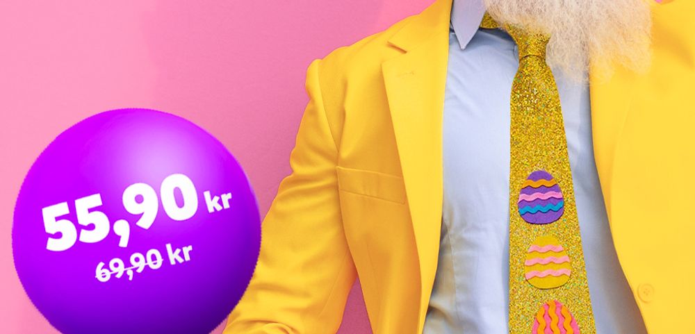 Påskeslips 55,90 kr, ordinær pris 69,90 kr