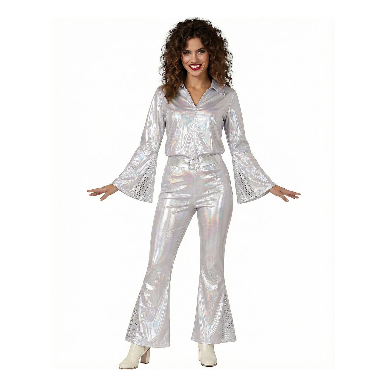 70-tals Disco Dam Silver Maskeraddräkt