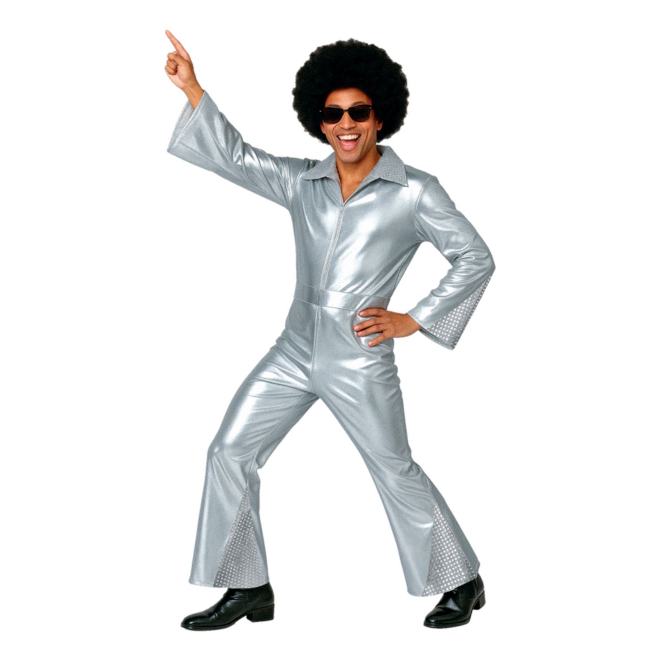 70-tals Disco Herr Silver Maskeraddräkt