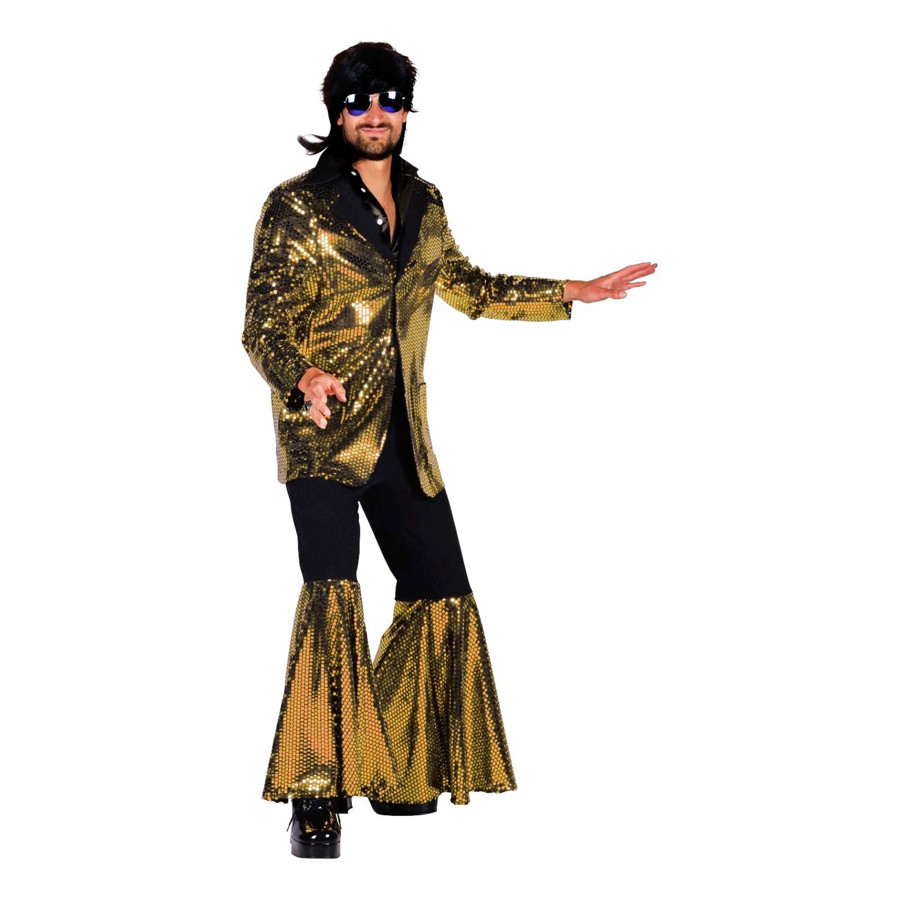 70-tals Disco Kostym Guld Maskeraddräkt Deluxe
