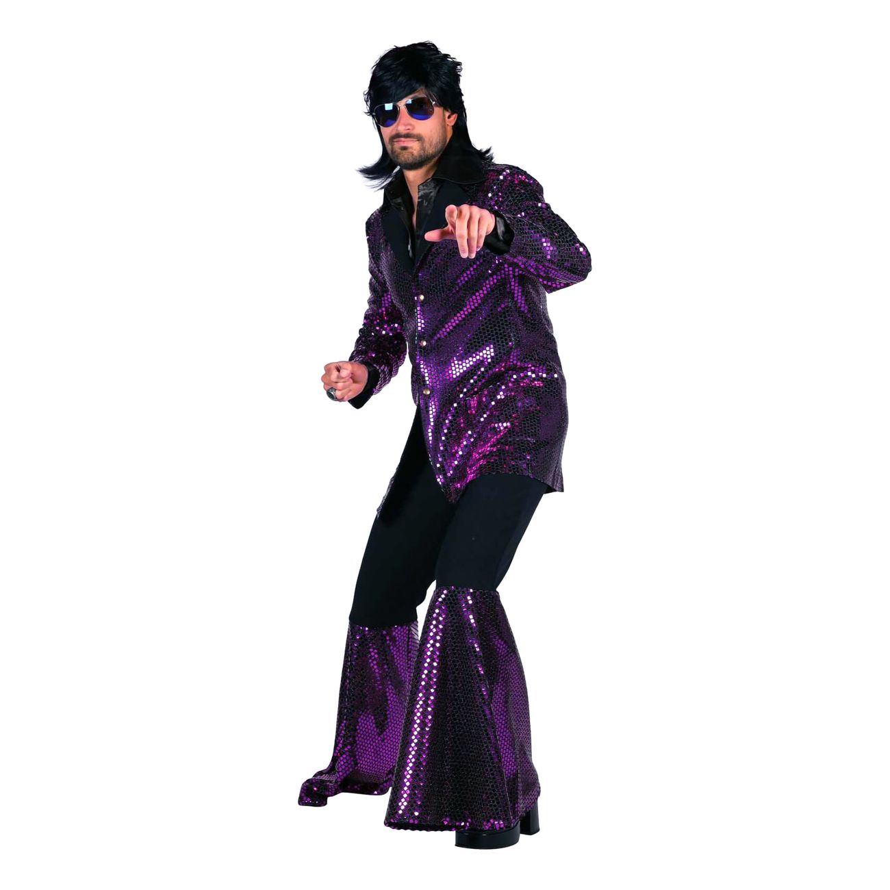 70-tals Disco Kostym Lila Maskeraddräkt Deluxe