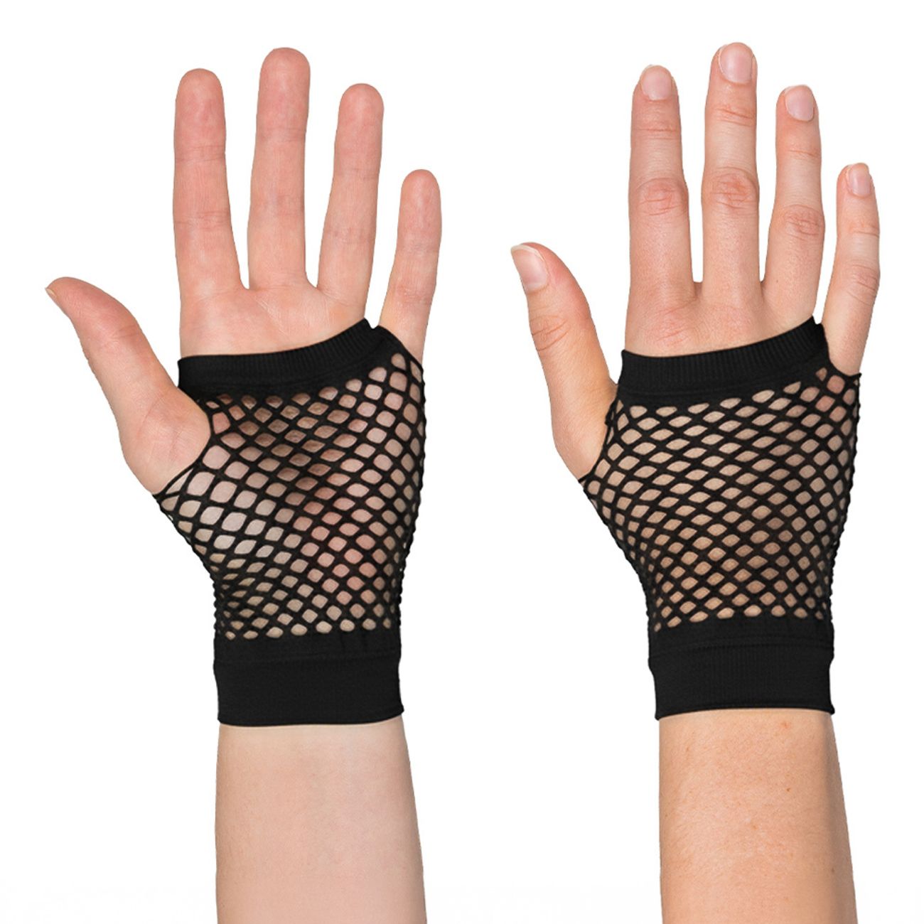 80-tals Fingerlösa Näthandskar Korta Svarta