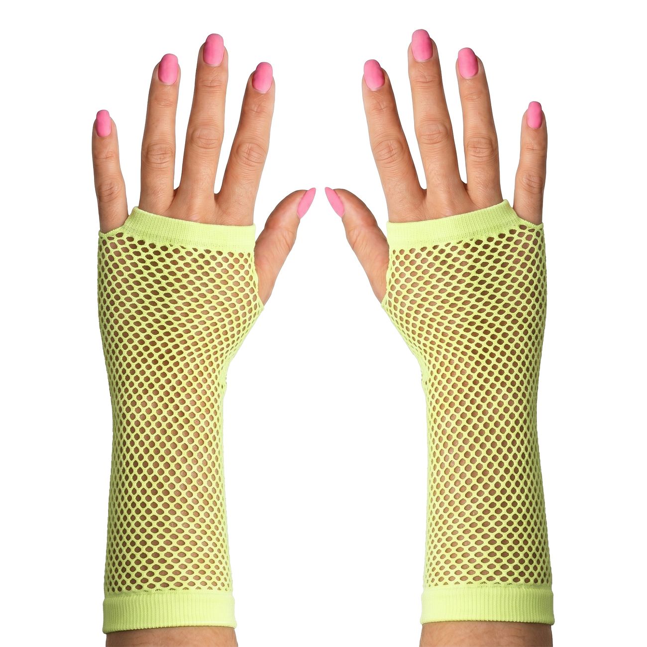 80-tals Fingerlösa Näthandskar Neongul