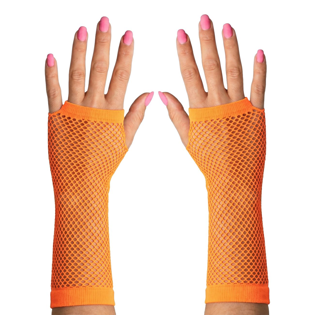 80-tals Fingerlösa Näthandskar Neonorange