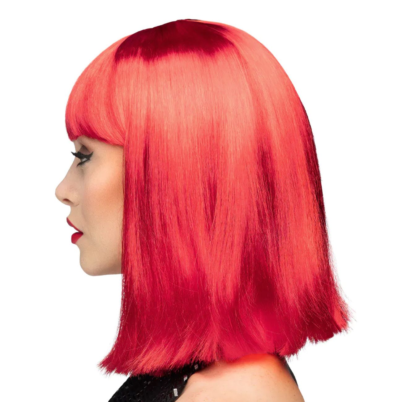 90-tals Dance Neonröd Peruk
