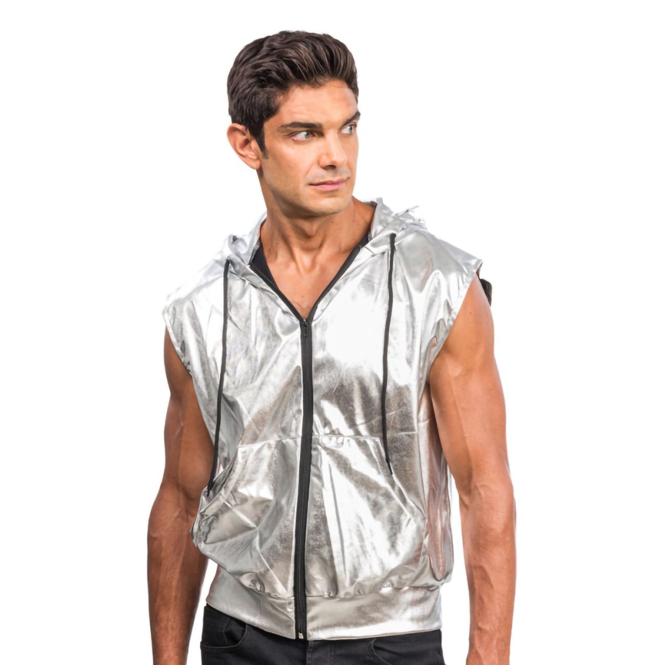 Ärmlös Hoodie Silver Metallic