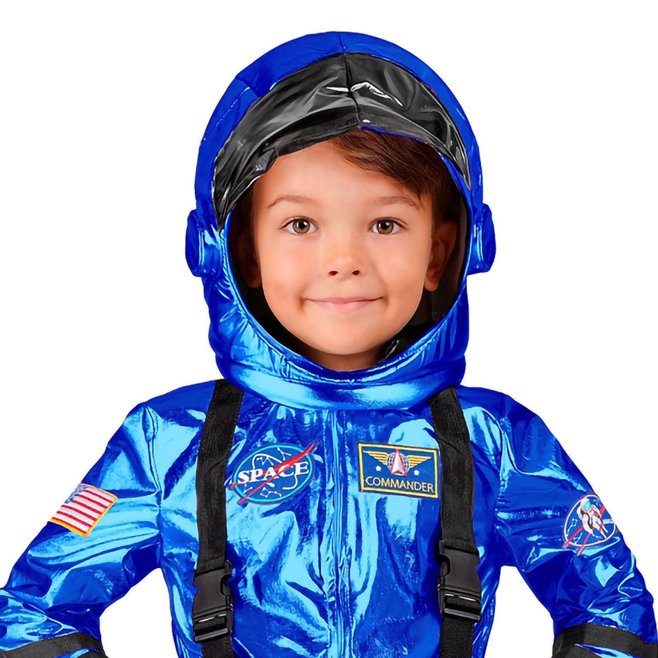 Astronaut Blå Metallic Barn Maskeraddräkt