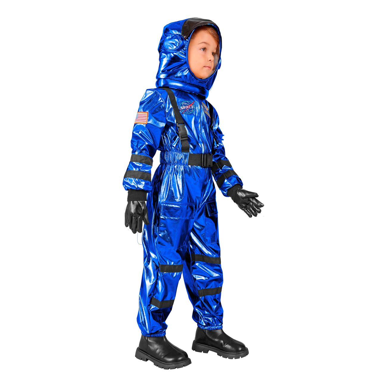 Astronaut Blå Metallic Barn Maskeraddräkt