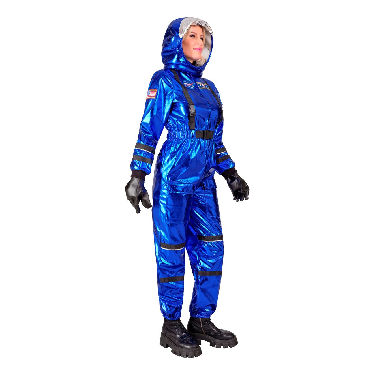 Astronaut Blå Metallic Dam Maskeraddräkt