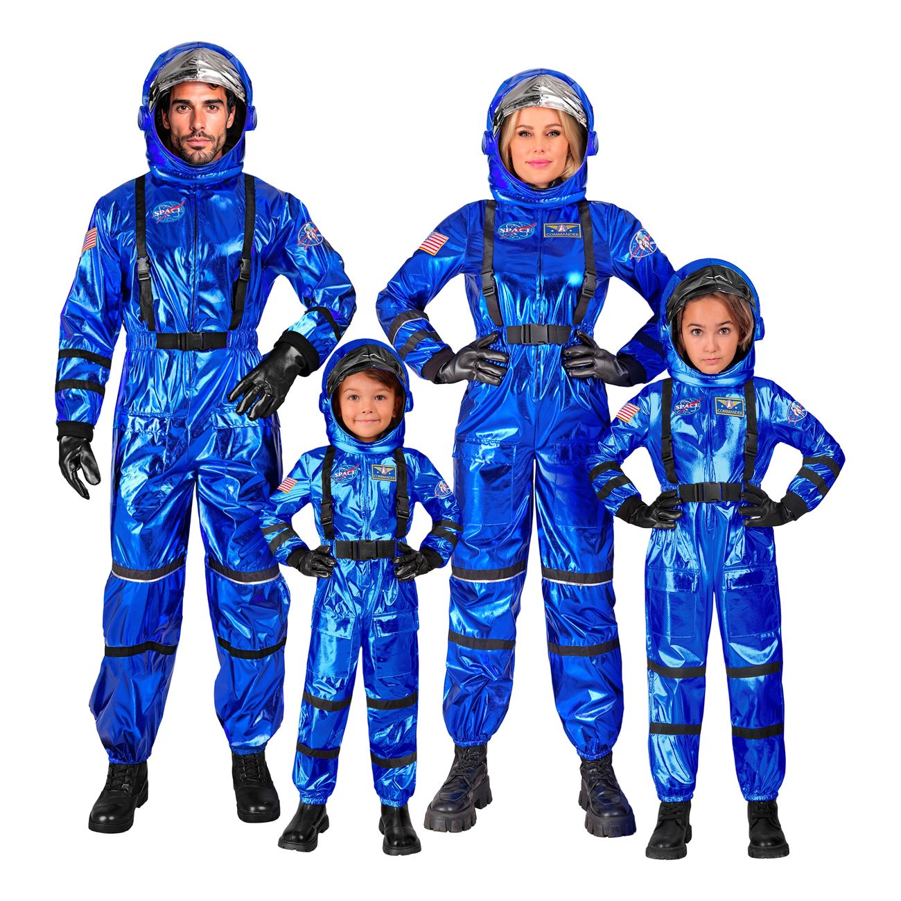Astronaut Blå Metallic Herr Maskeraddräkt