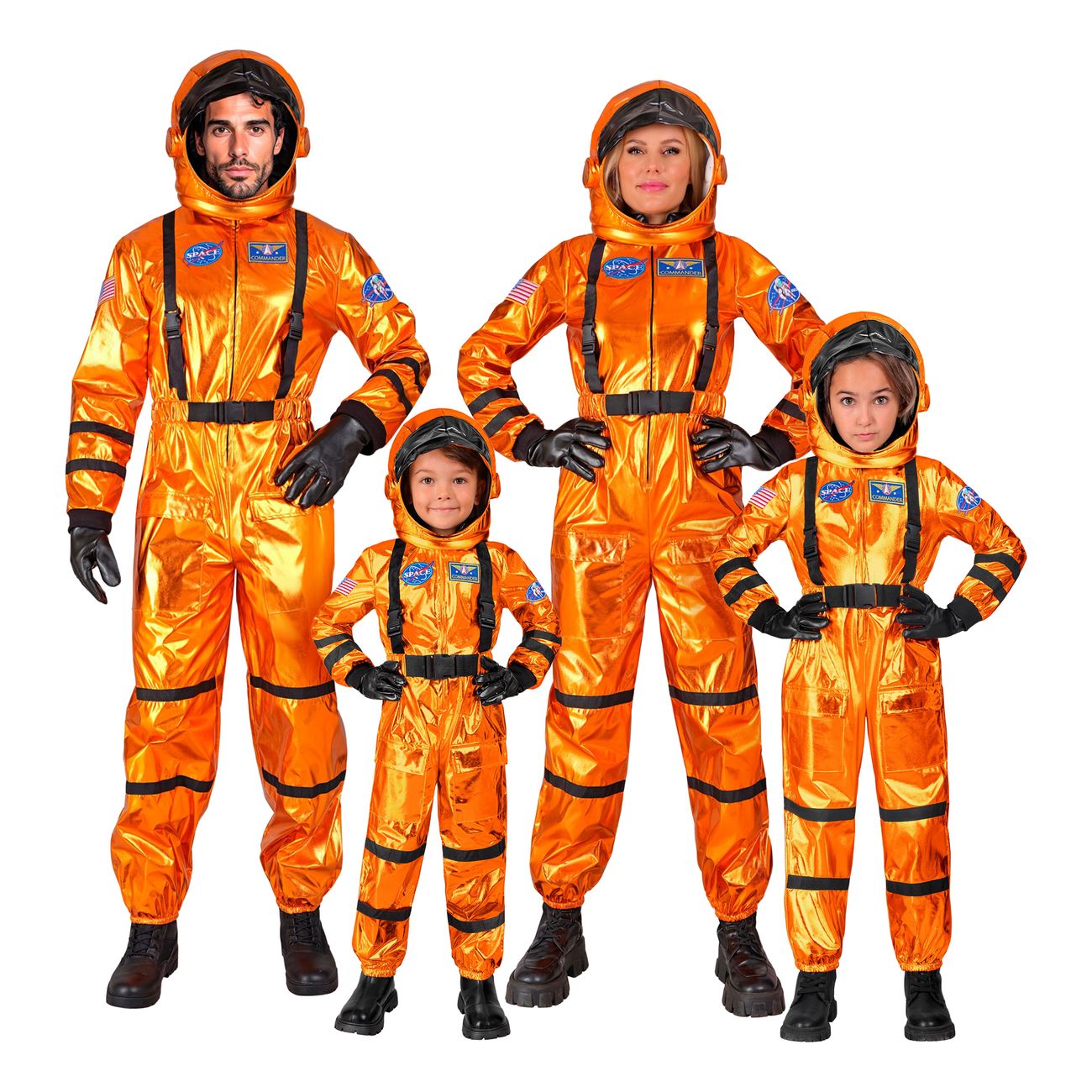 Astronaut Orange Metallic Barn Maskeraddräkt