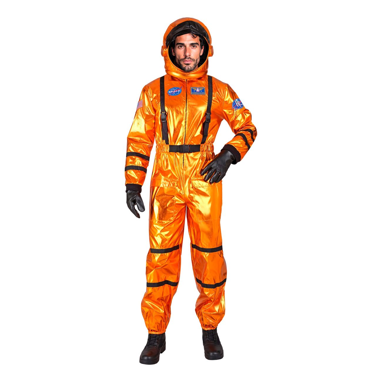 Astronaut Orange Metallic Herr Maskeraddräkt