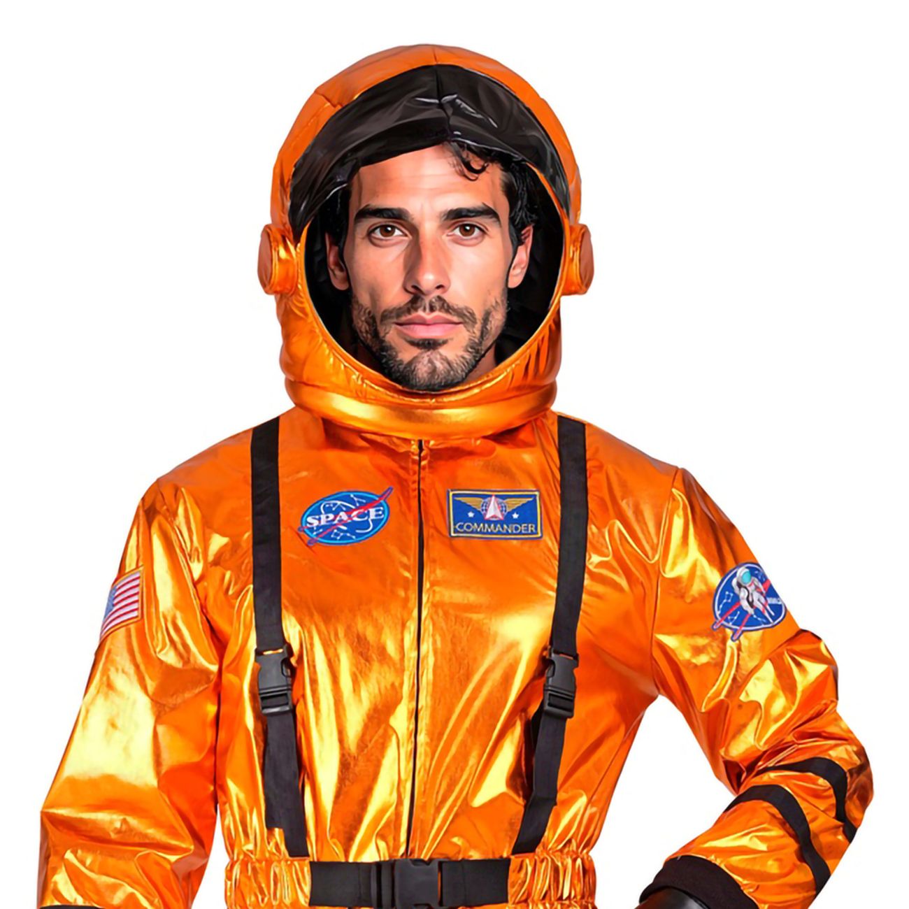 Astronaut Orange Metallic Herr Maskeraddräkt