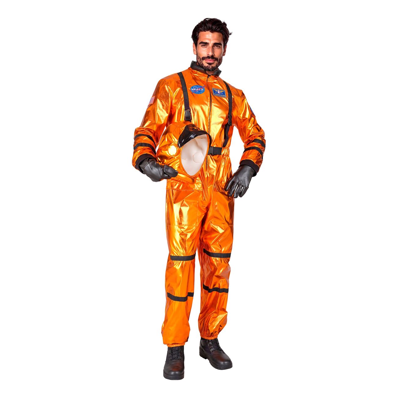 Astronaut Orange Metallic Herr Maskeraddräkt