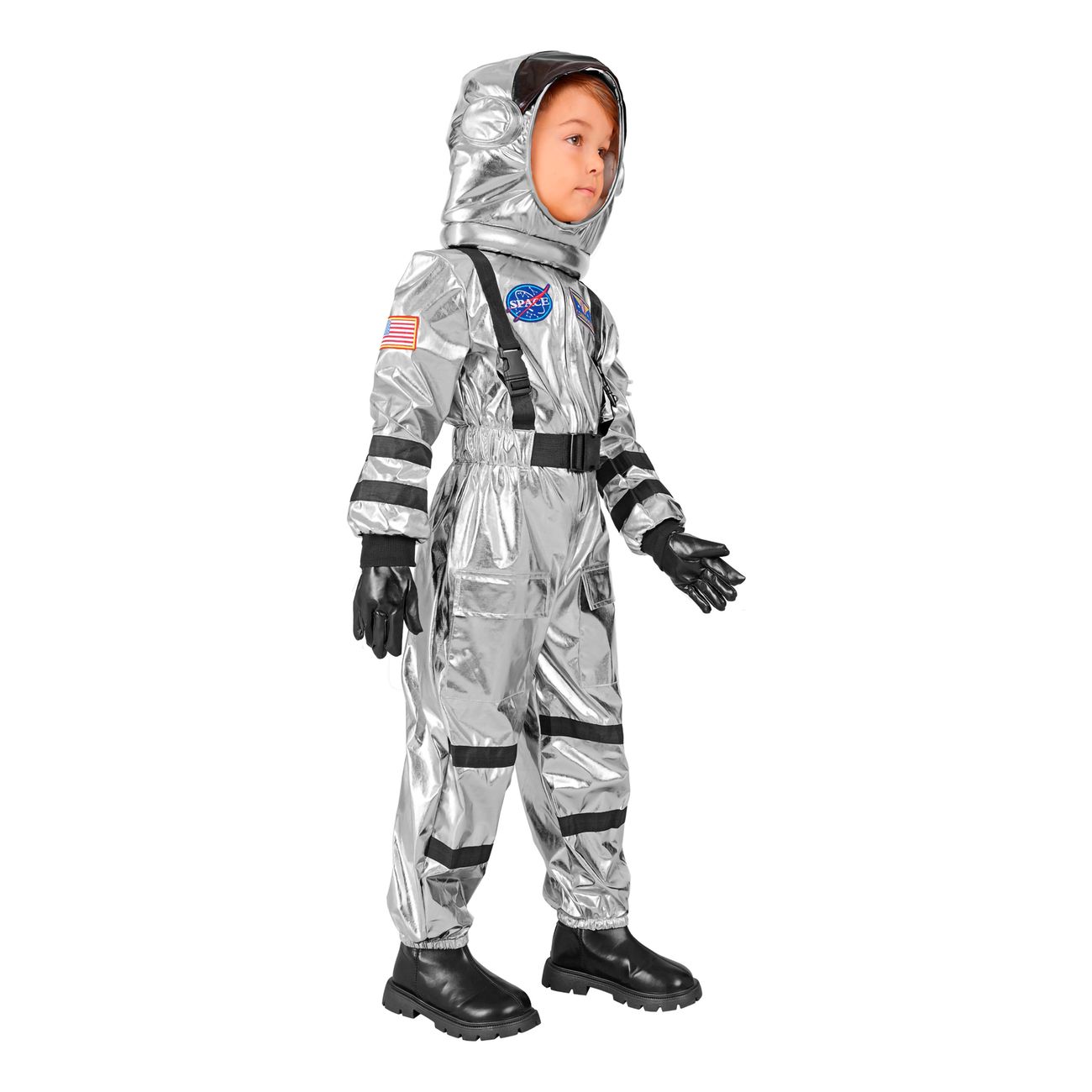 Astronaut Silver Metallic Barn Maskeraddräkt