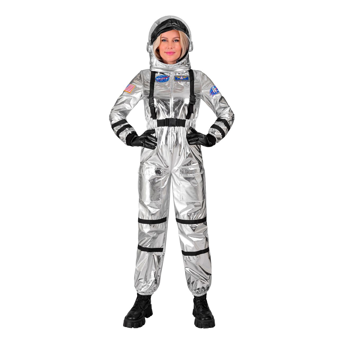 Astronaut Silver Metallic Dam Maskeraddräkt
