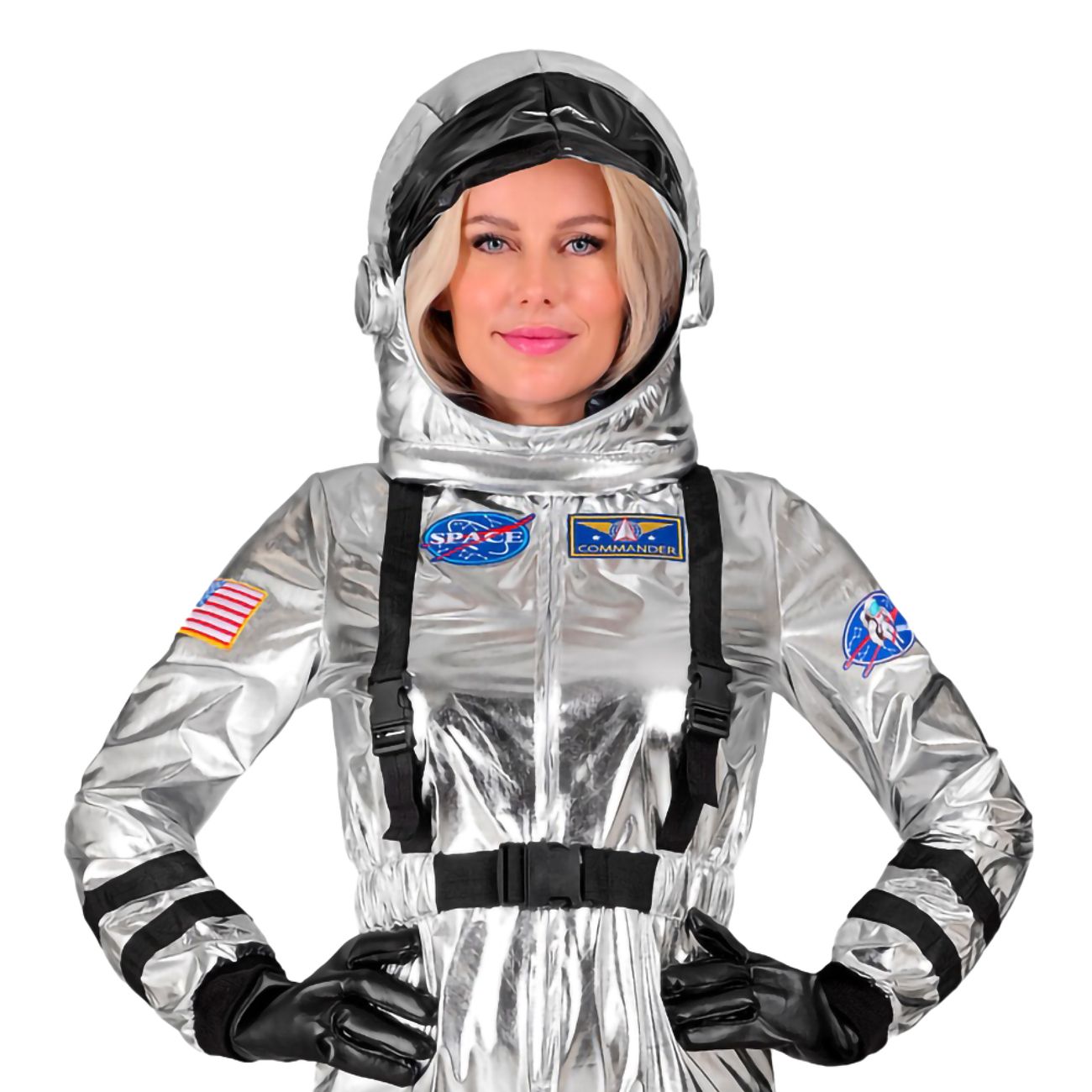 Astronaut Silver Metallic Dam Maskeraddräkt