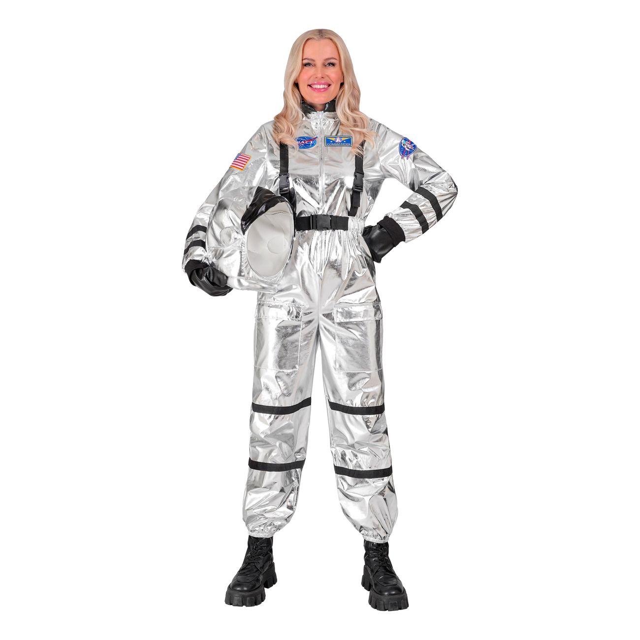 Astronaut Silver Metallic Dam Maskeraddräkt