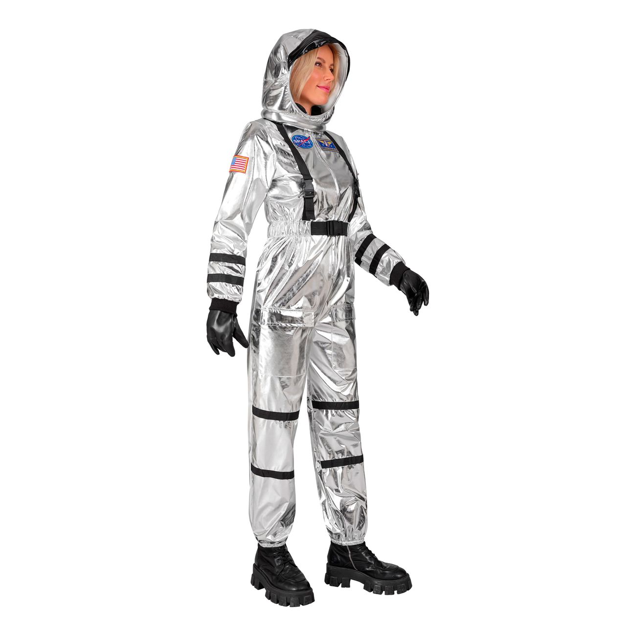 Astronaut Silver Metallic Dam Maskeraddräkt