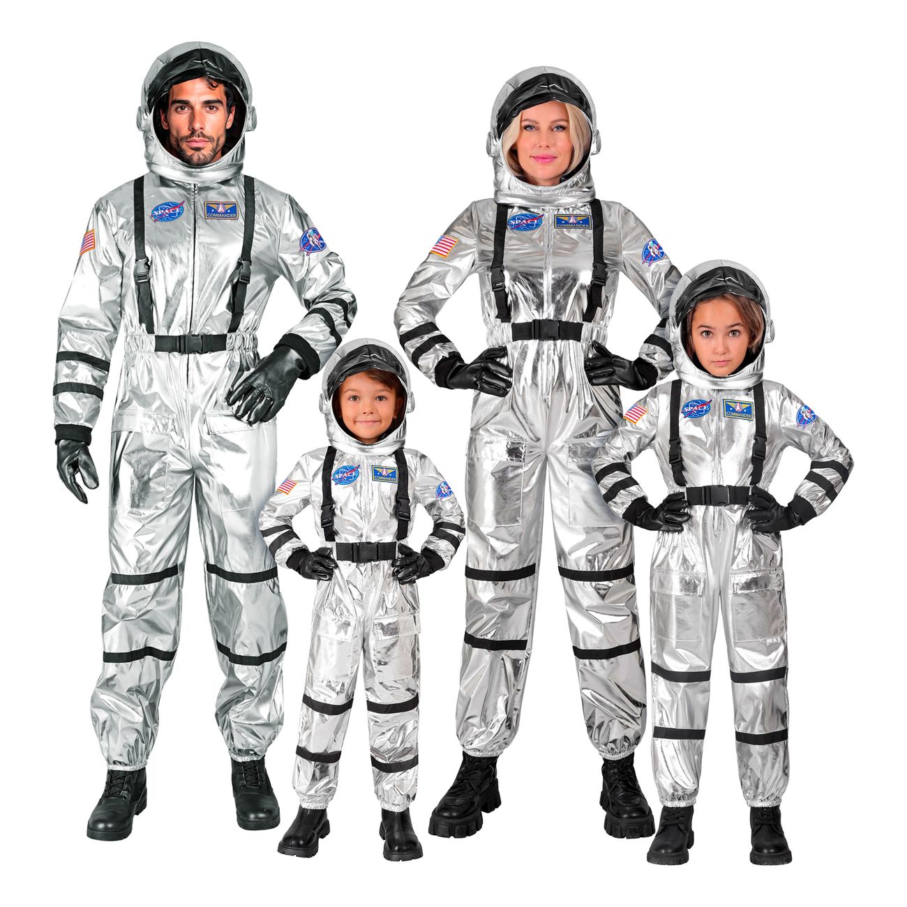 Astronaut Silver Metallic Herr Maskeraddräkt