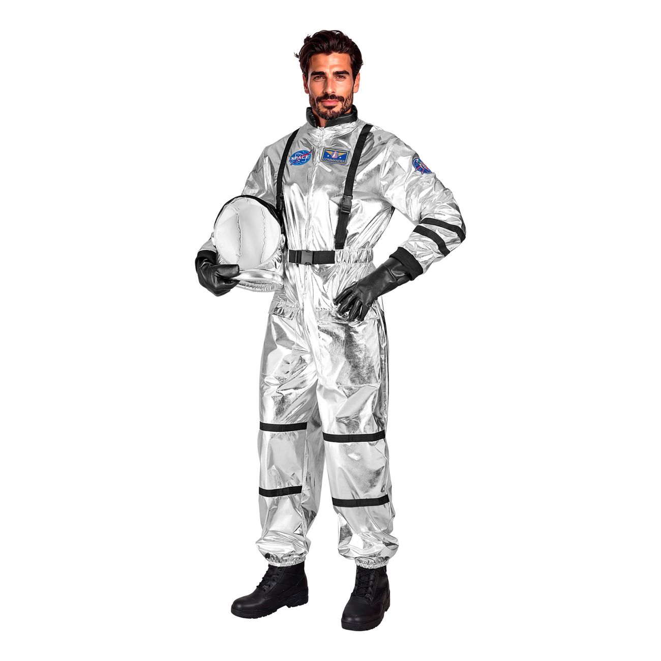 Astronaut Silver Metallic Herr Maskeraddräkt