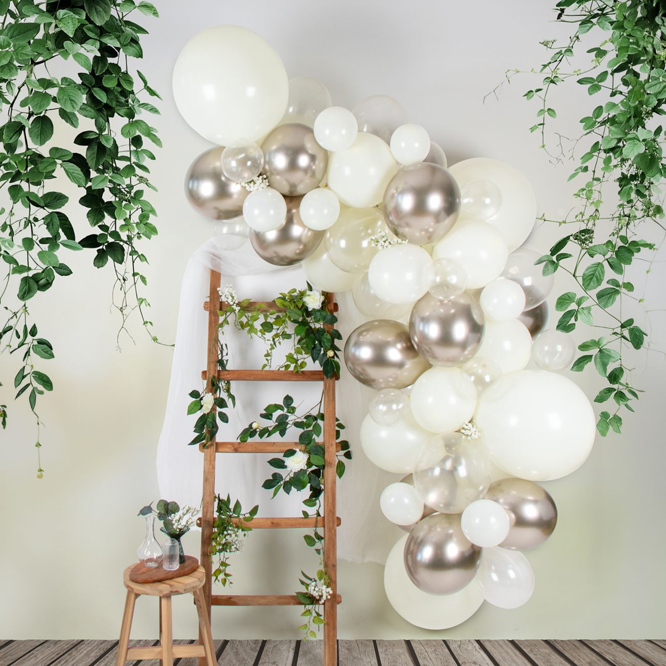 Ballongbåge Ivory/Crystal/Chrome