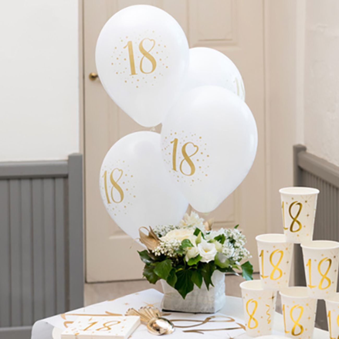 Ballonger 18 Vit/Guld