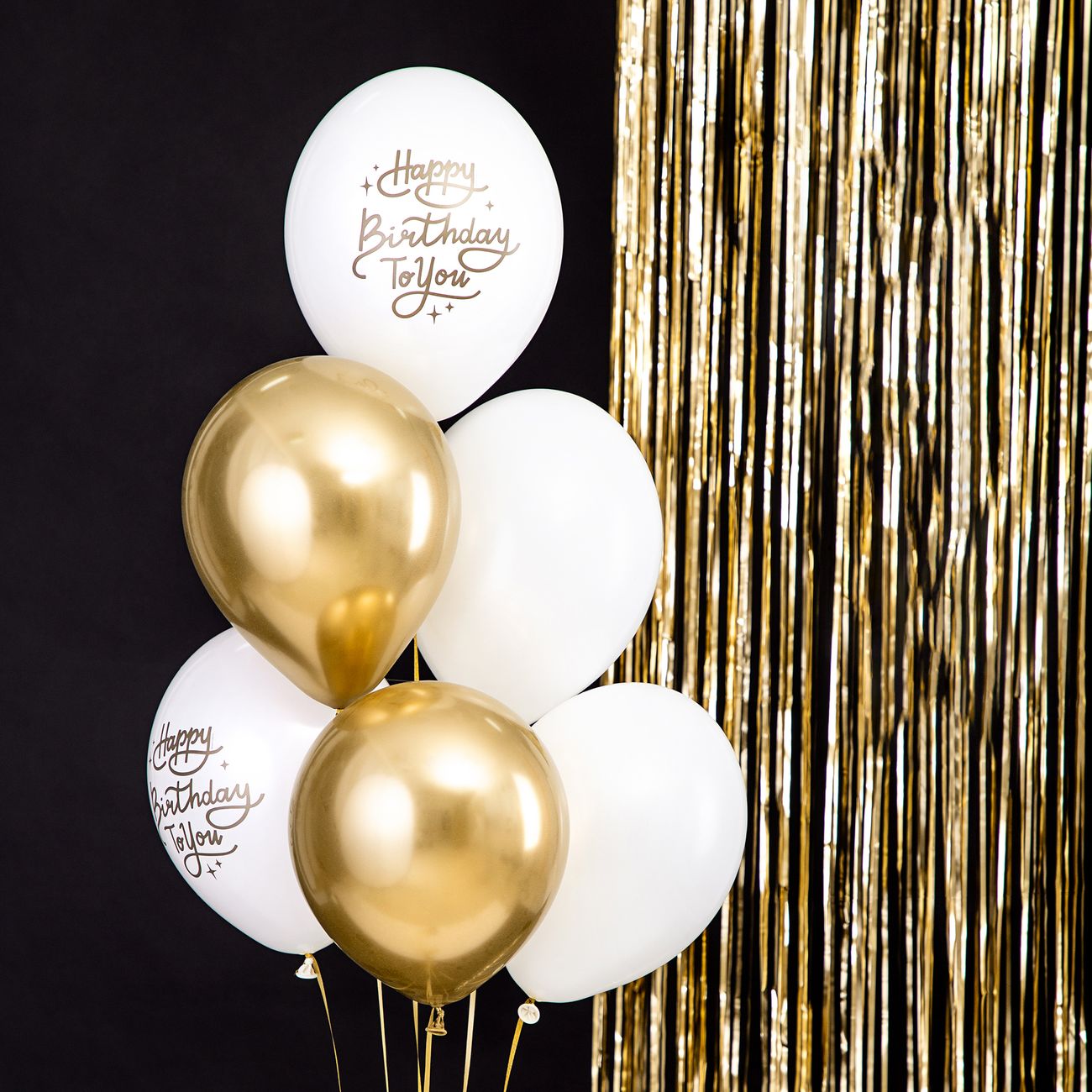 Balloner Happy Birthday Guld/Hvid