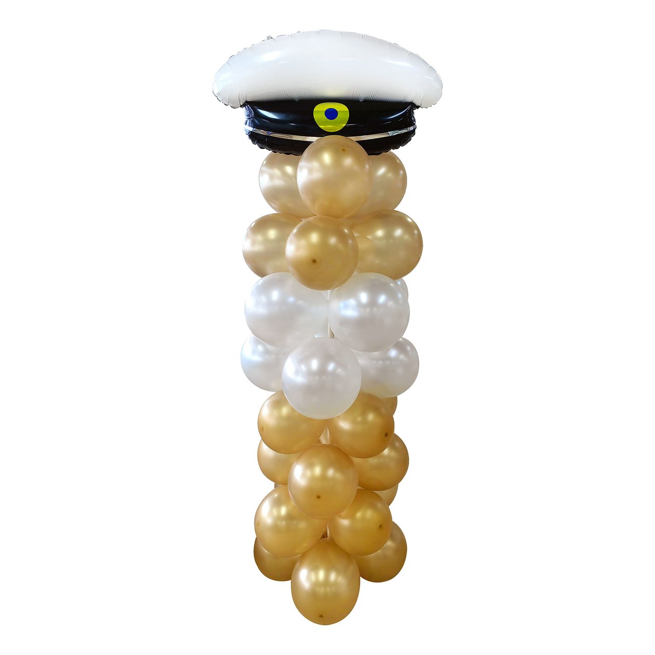 Ballongpelare Vit/Guld med Studentmössa