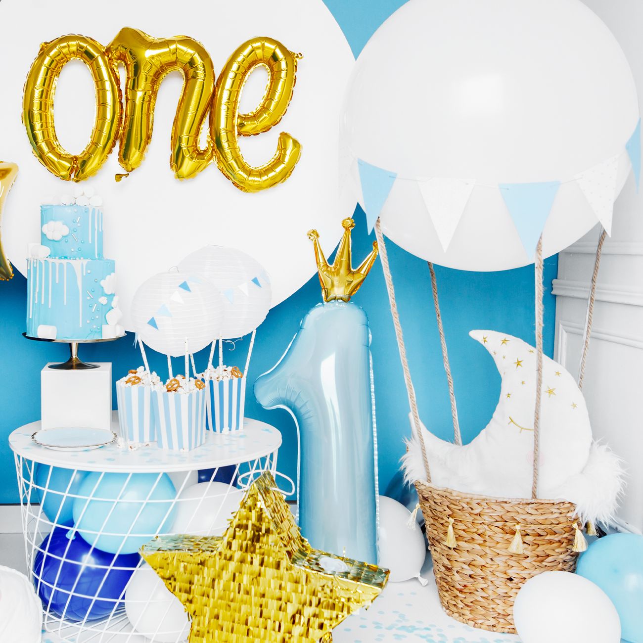 Blå Sifferballong 1 med Krona