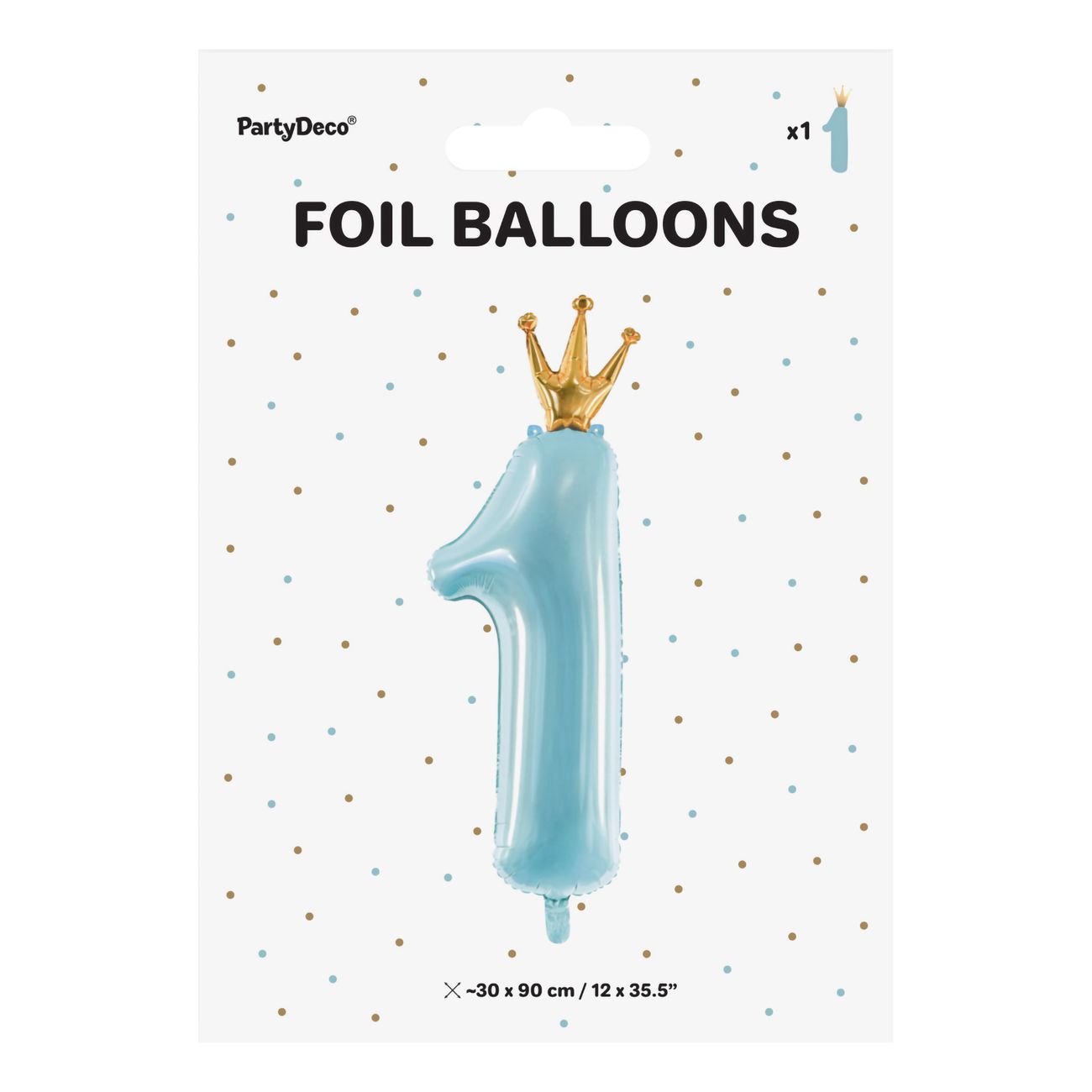 Blå Sifferballong 1 med Krona