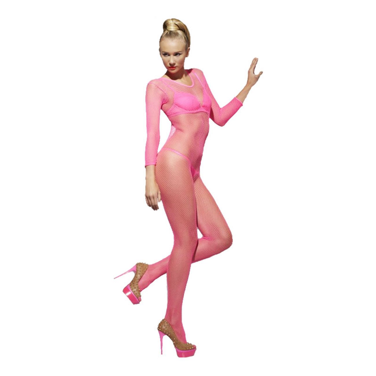 Bodysuit Fishnet Rosa Neon
