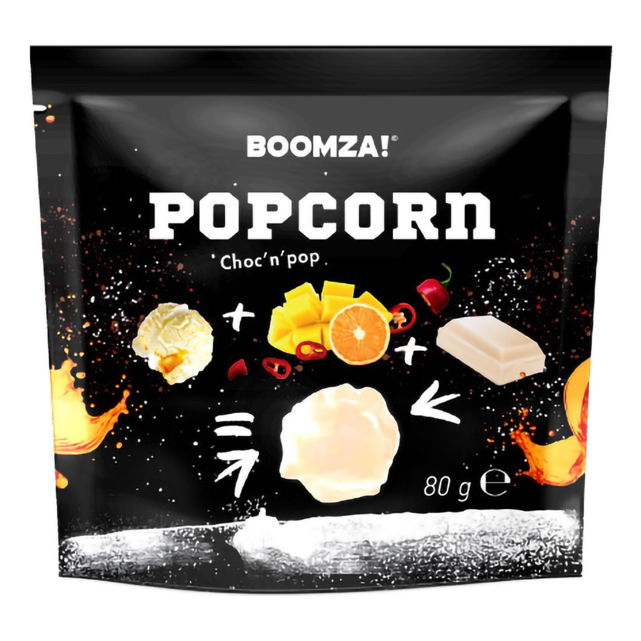 Boomza Popcorn Chili Mango Orange Vit Choklad