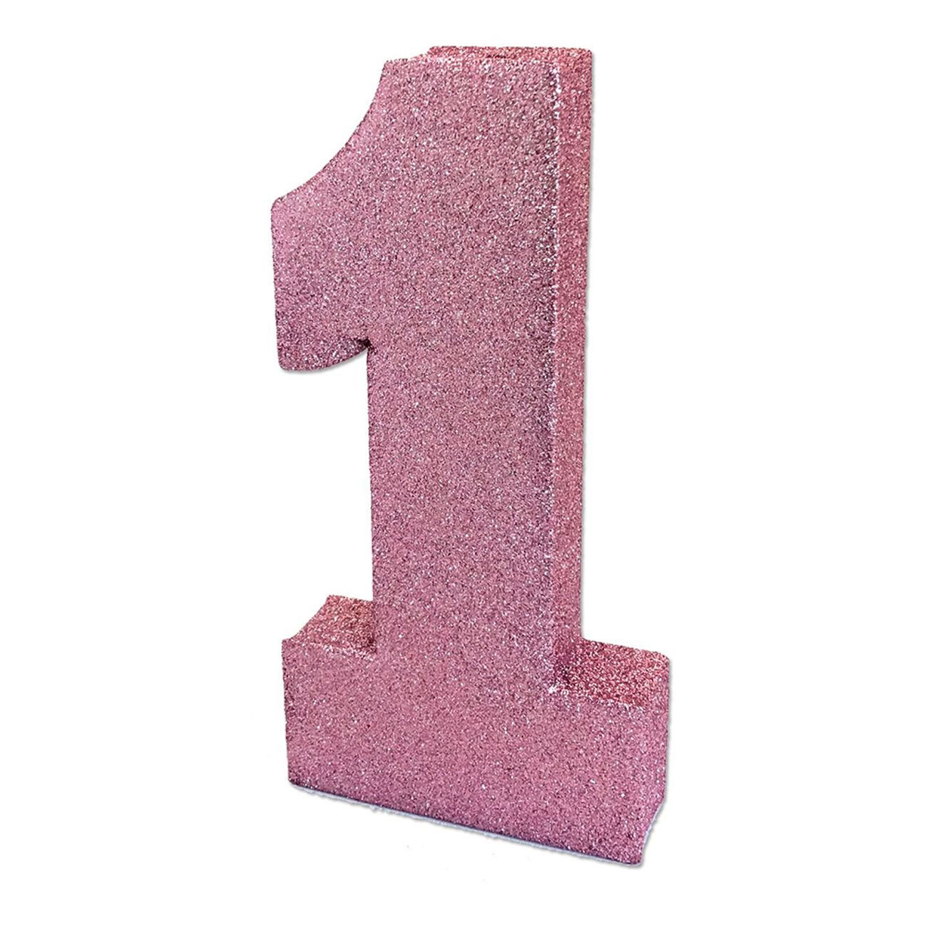 bordsdekoration-siffra-1-rosa-glitter-1