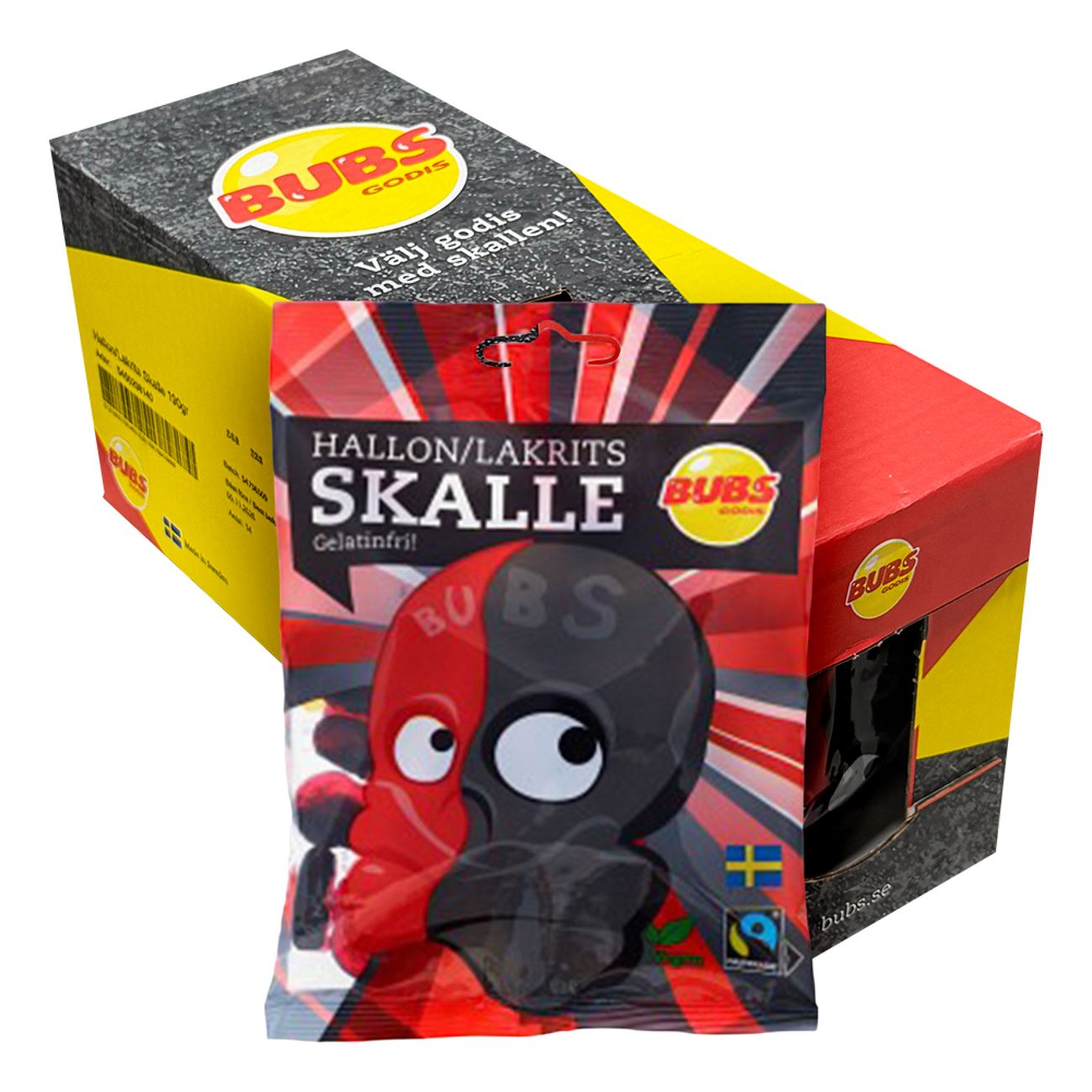 Bubs Hallonlakritsskalle XL Storpack