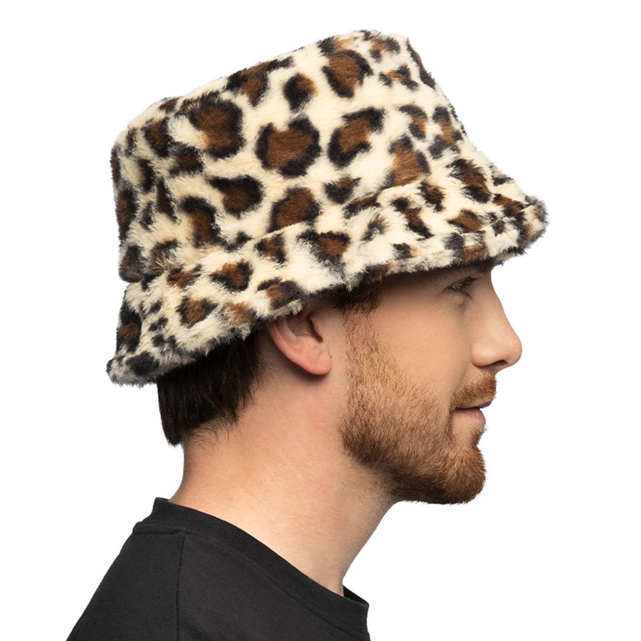 Bucket Hat i Fuskpäls Leopard