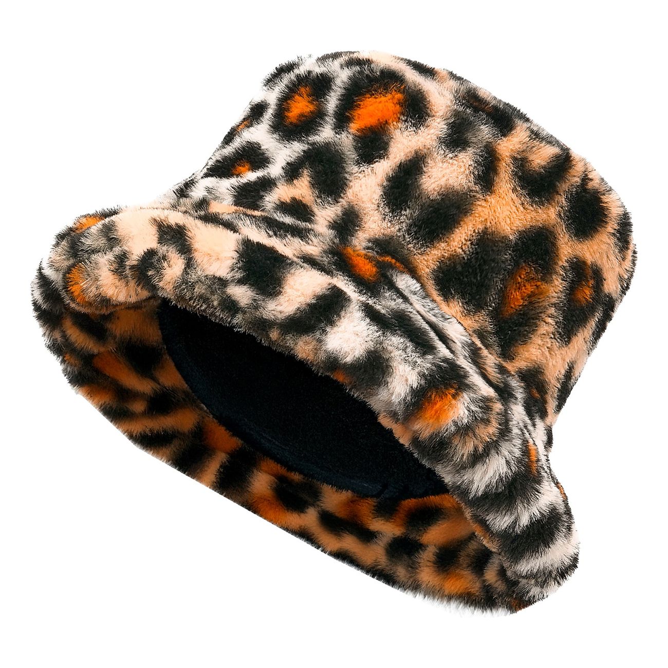 Bucket Hat i Plysch Leopard