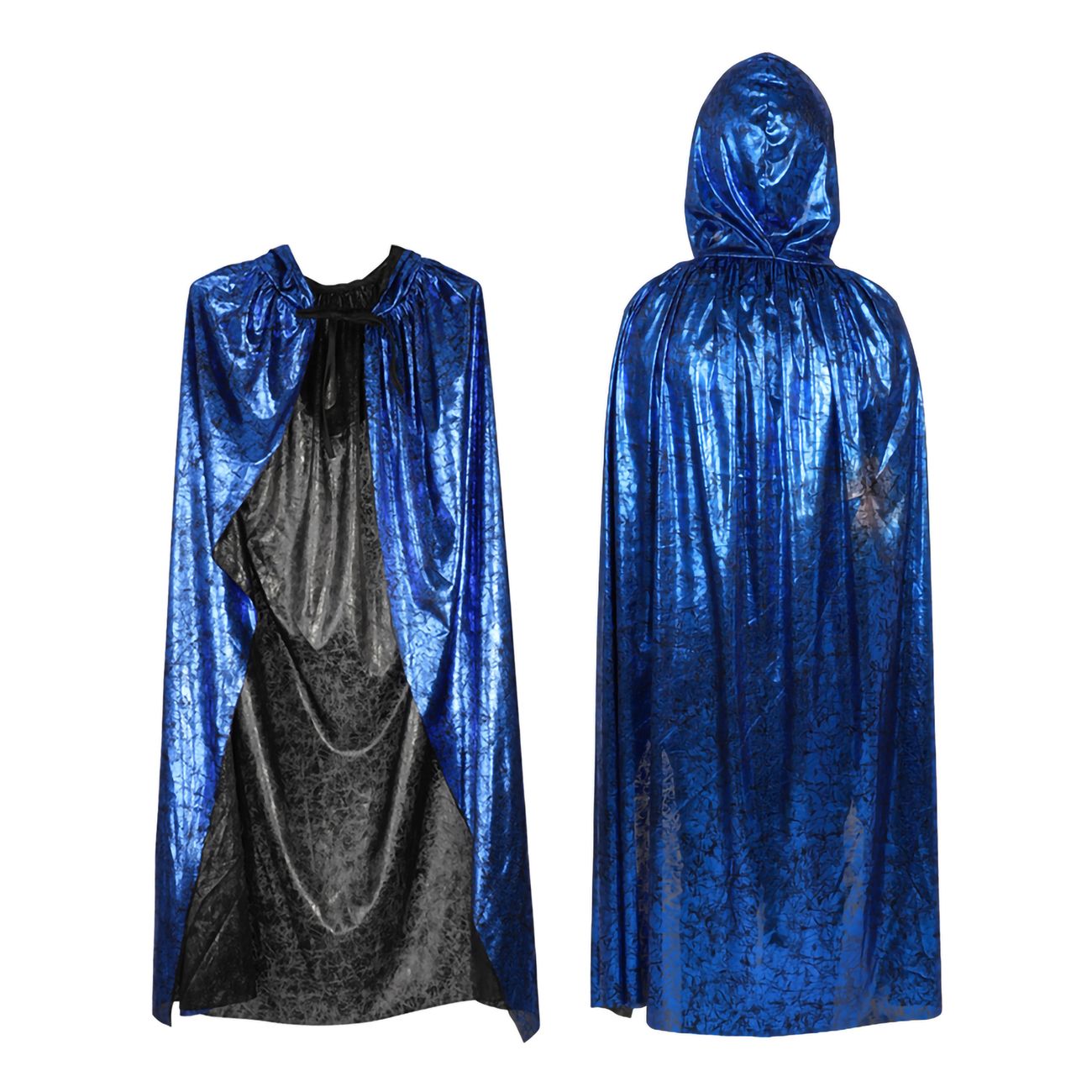 Cape med Huva Blå Shimmer