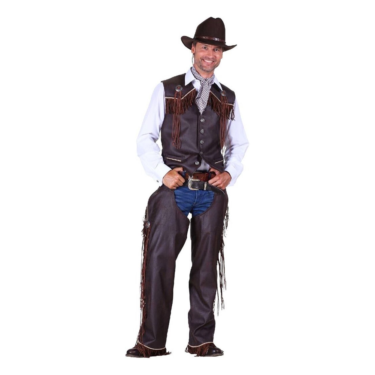 Cowboy Vest Herre Brun Deluxe