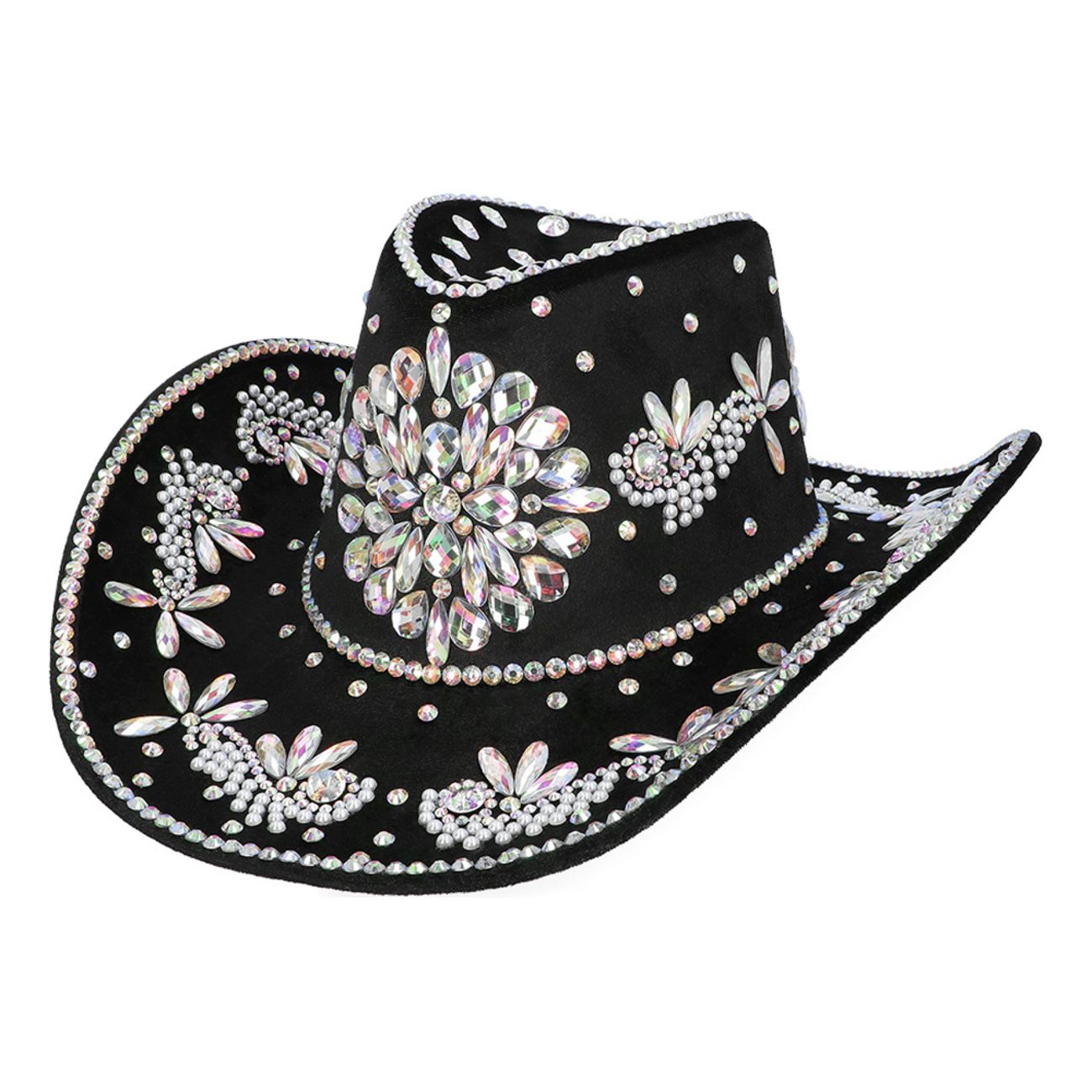 Cowboyhatt Crystal Svart