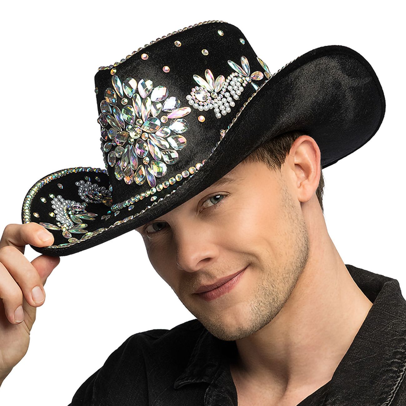 Cowboyhatt Crystal Svart