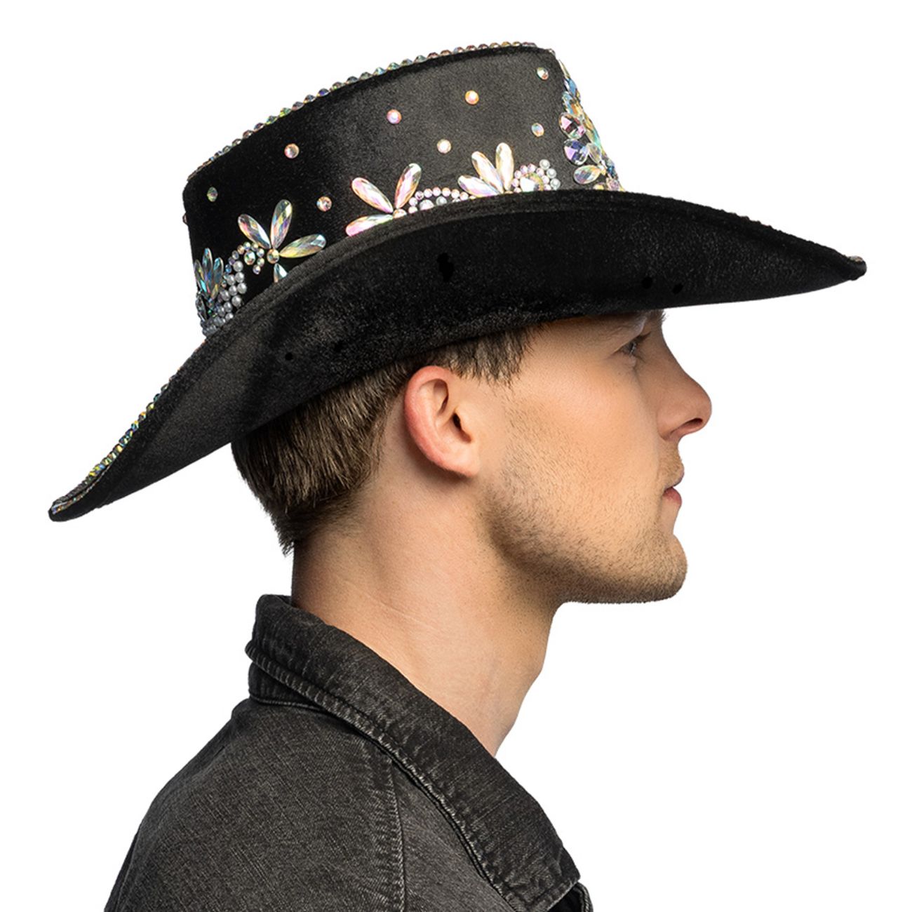 Cowboyhatt Crystal Svart