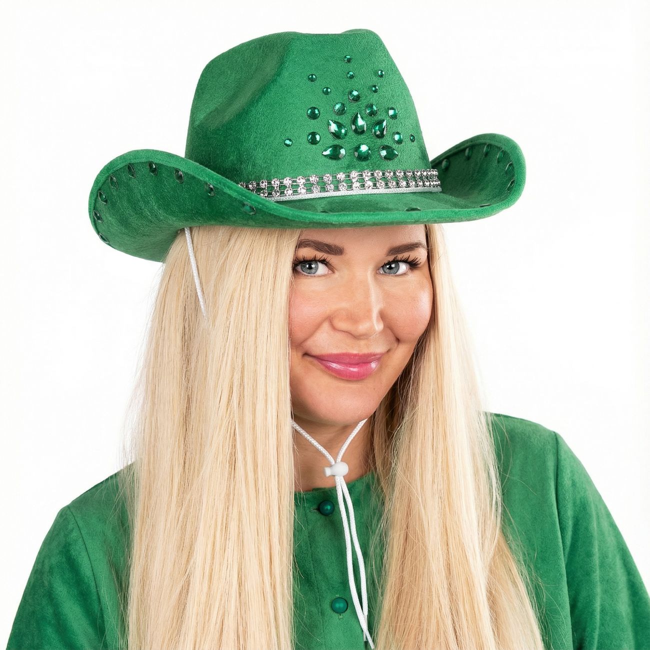 Cowboyhatt Grön med Stenar