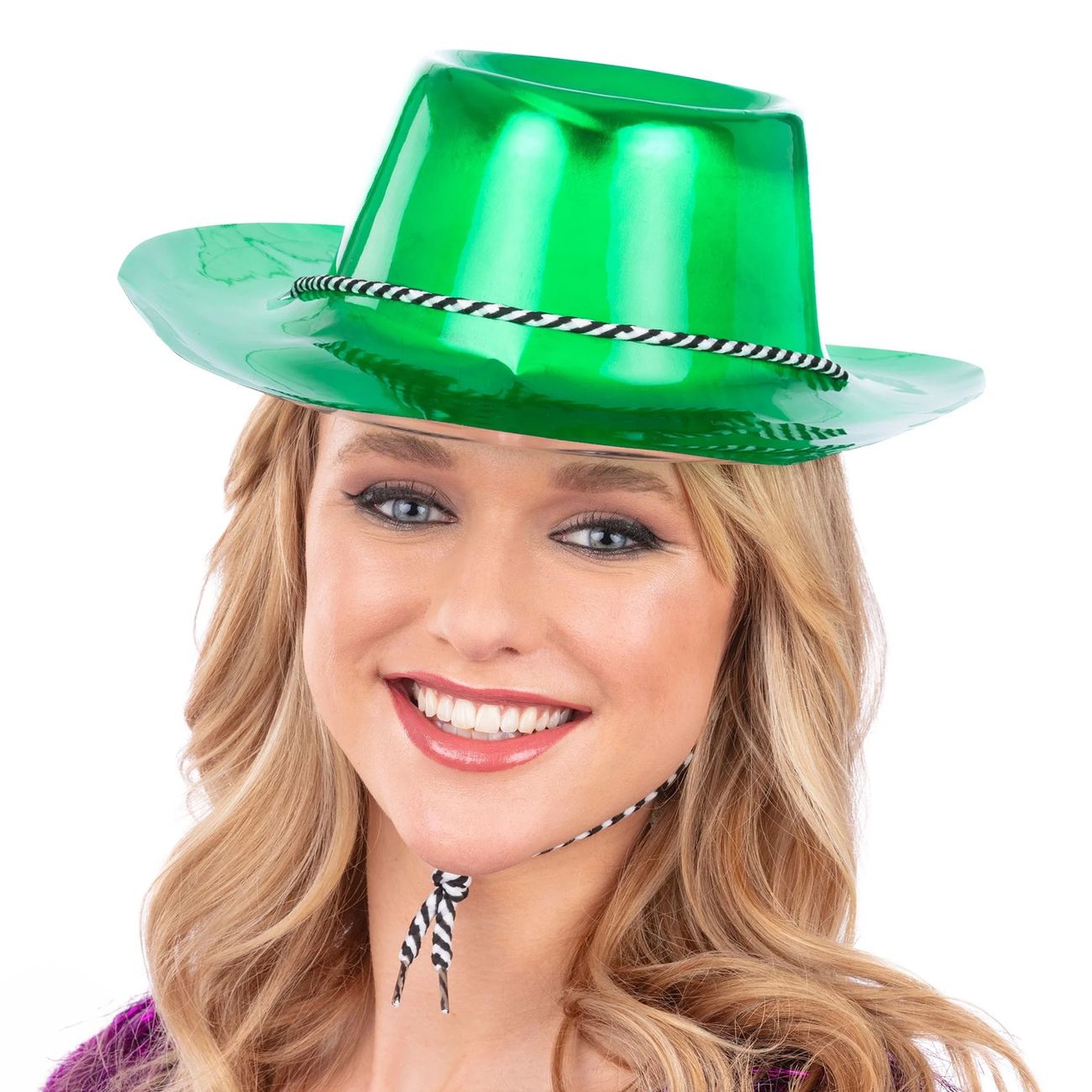 Cowboyhatt i Plast Grön Metallic