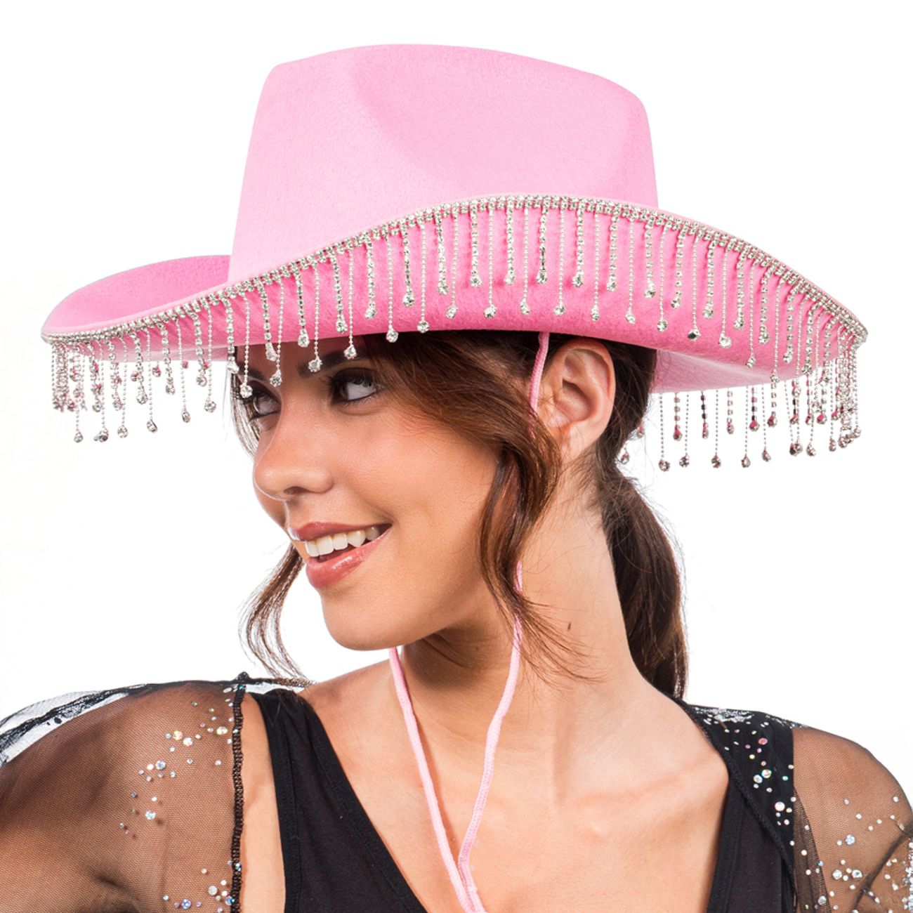 Cowboyhatt med Strass Rosa