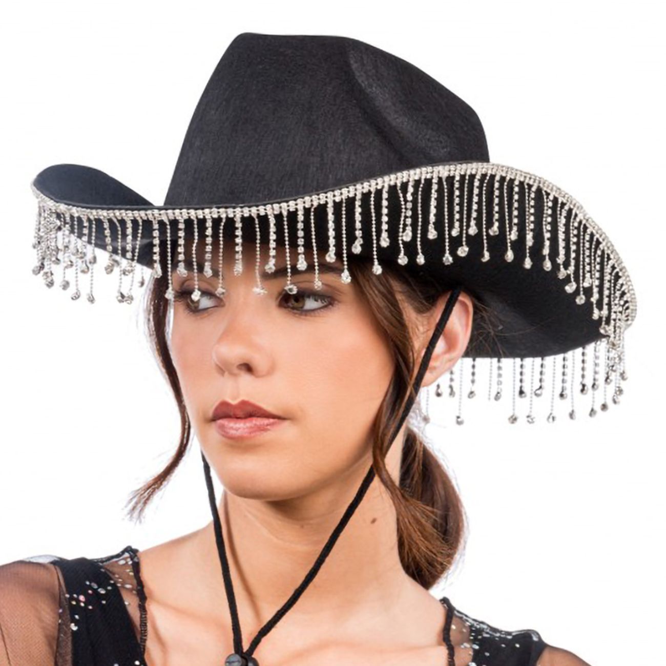 Cowboyhatt med Strass Svart